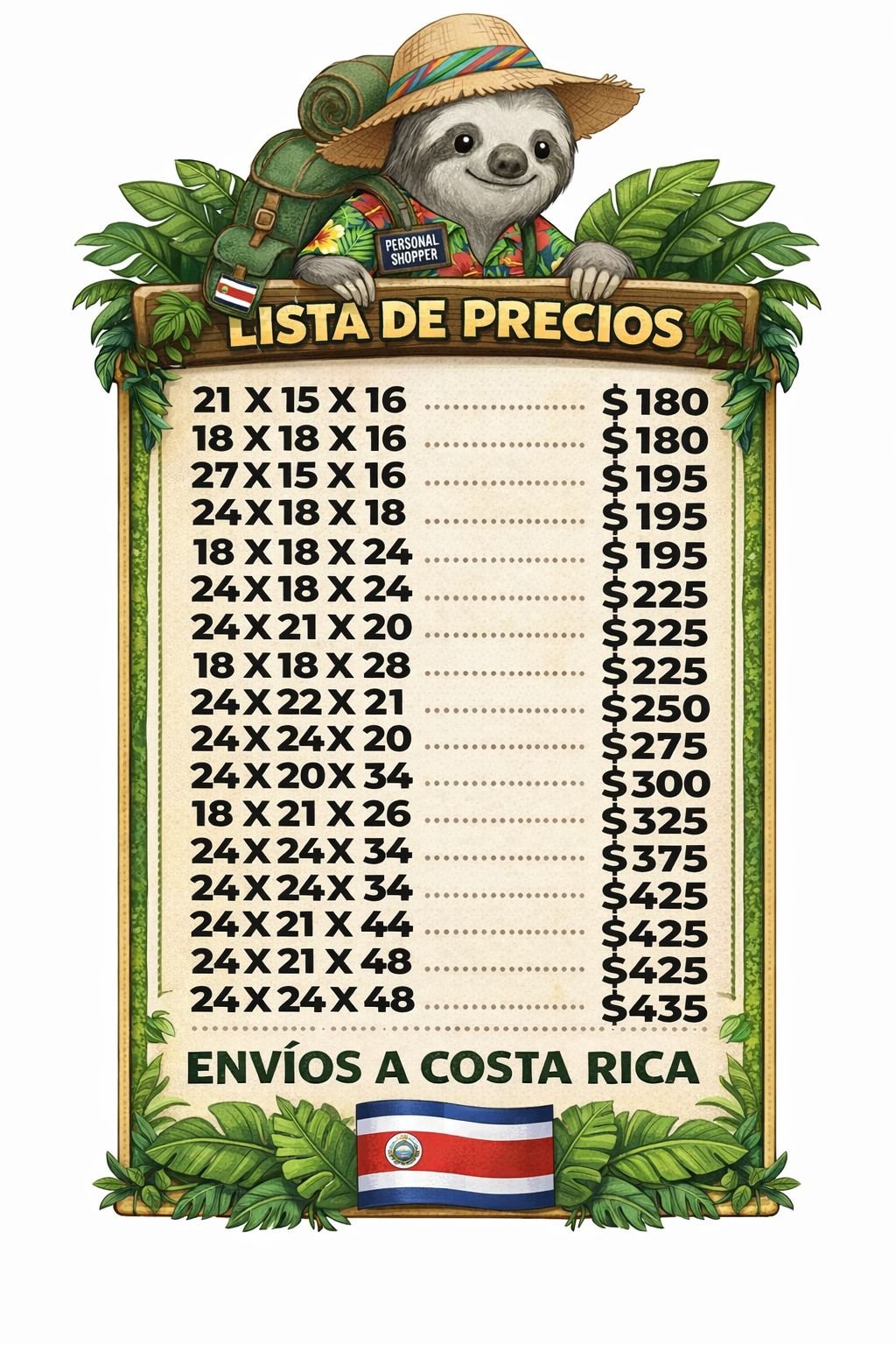 Lista de precios de cajas